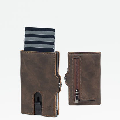 Slim Wallet Push Dunkelbraun - Stilistische Geldbörse mit RFID-Schutz und Münzfach