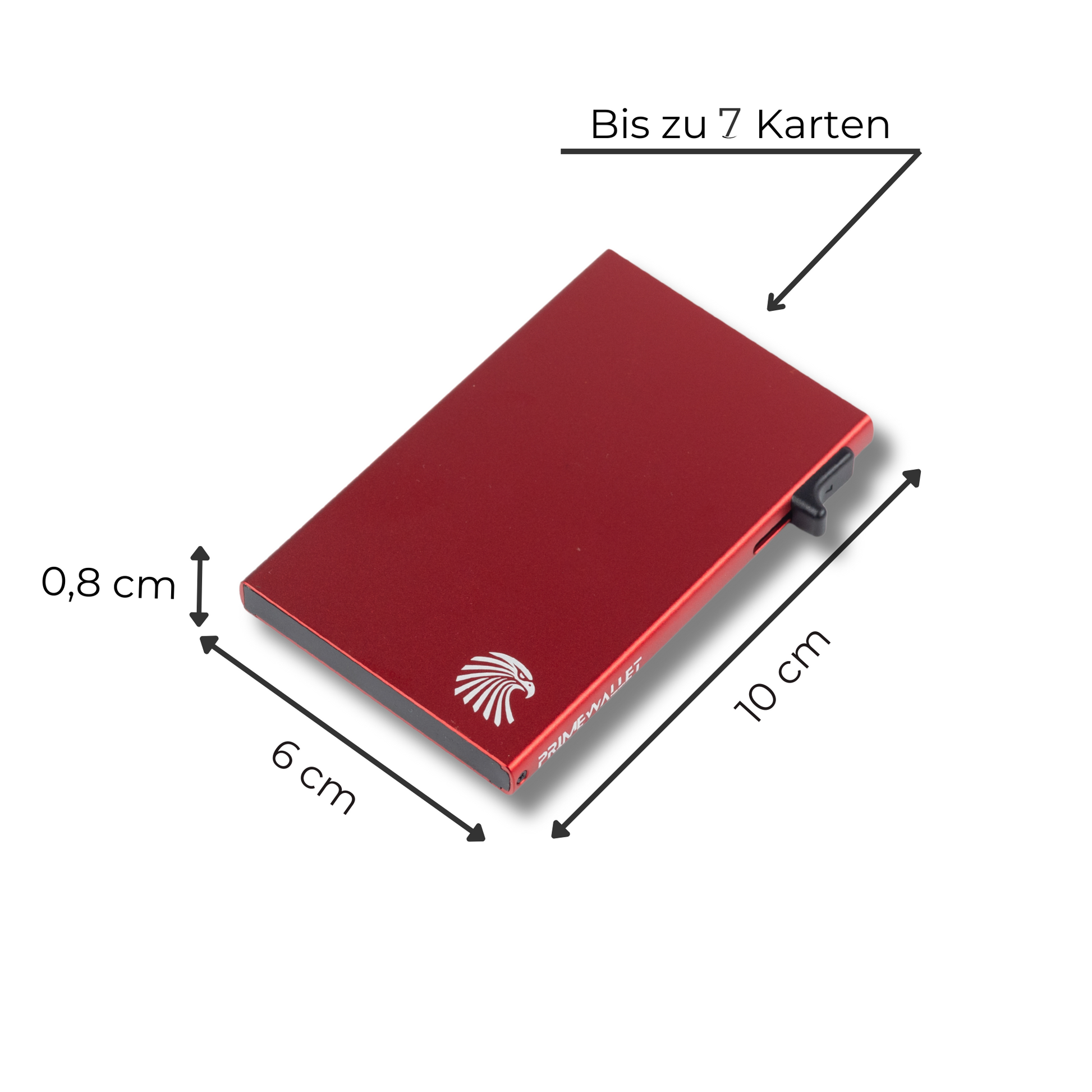 Kartenetui Side Rot – innovatives Cardholder mit sicherem RFID-Schutz. Perfekt für eine geordnete und elegante Aufbewahrung von 7 Karten.