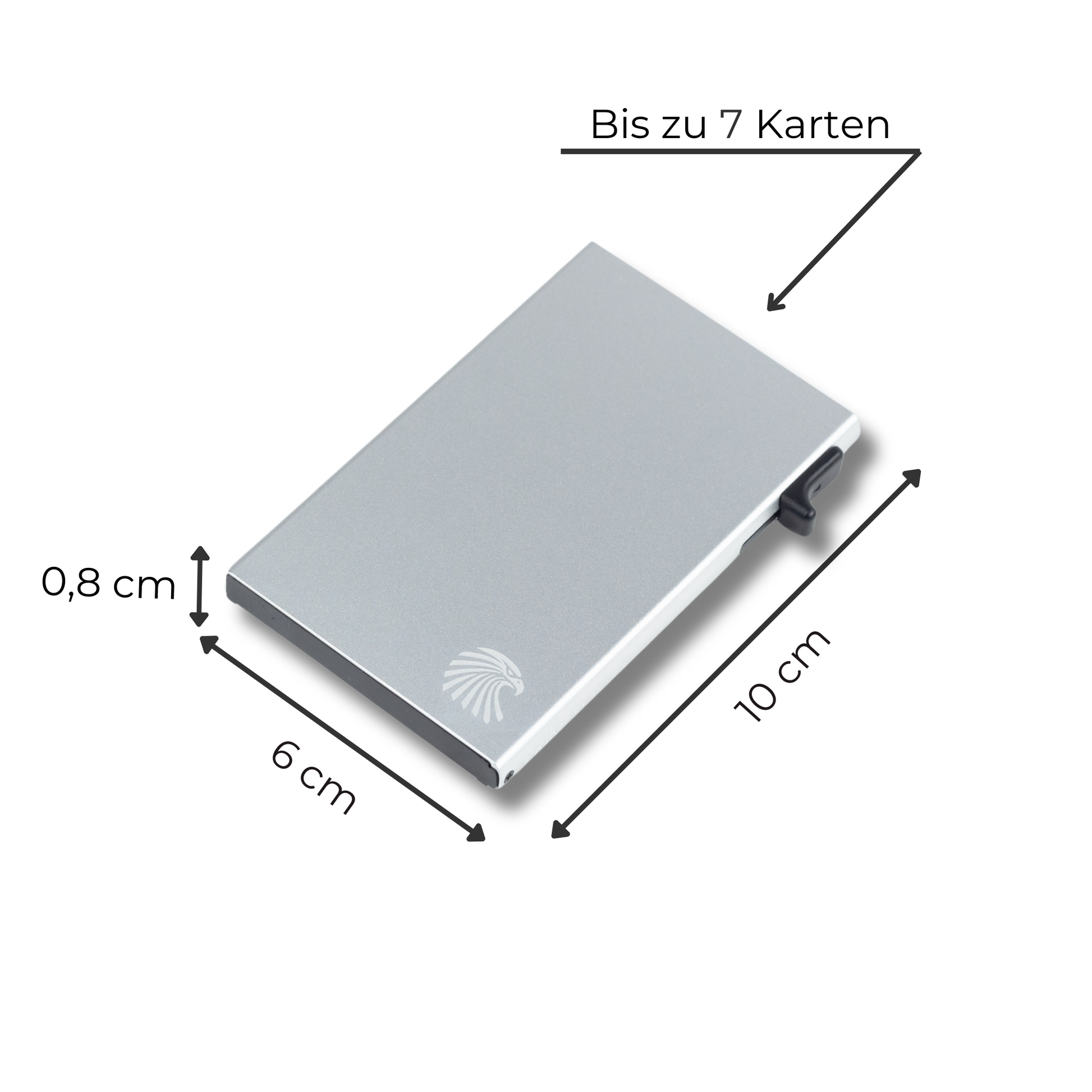 Kartenetui Side Silber – intelligentes und minimalistischer Kartenhalter mit RFID-Schutz. Eine smarte Lösung für die sichere Organisation von bis zu 7 Karten.