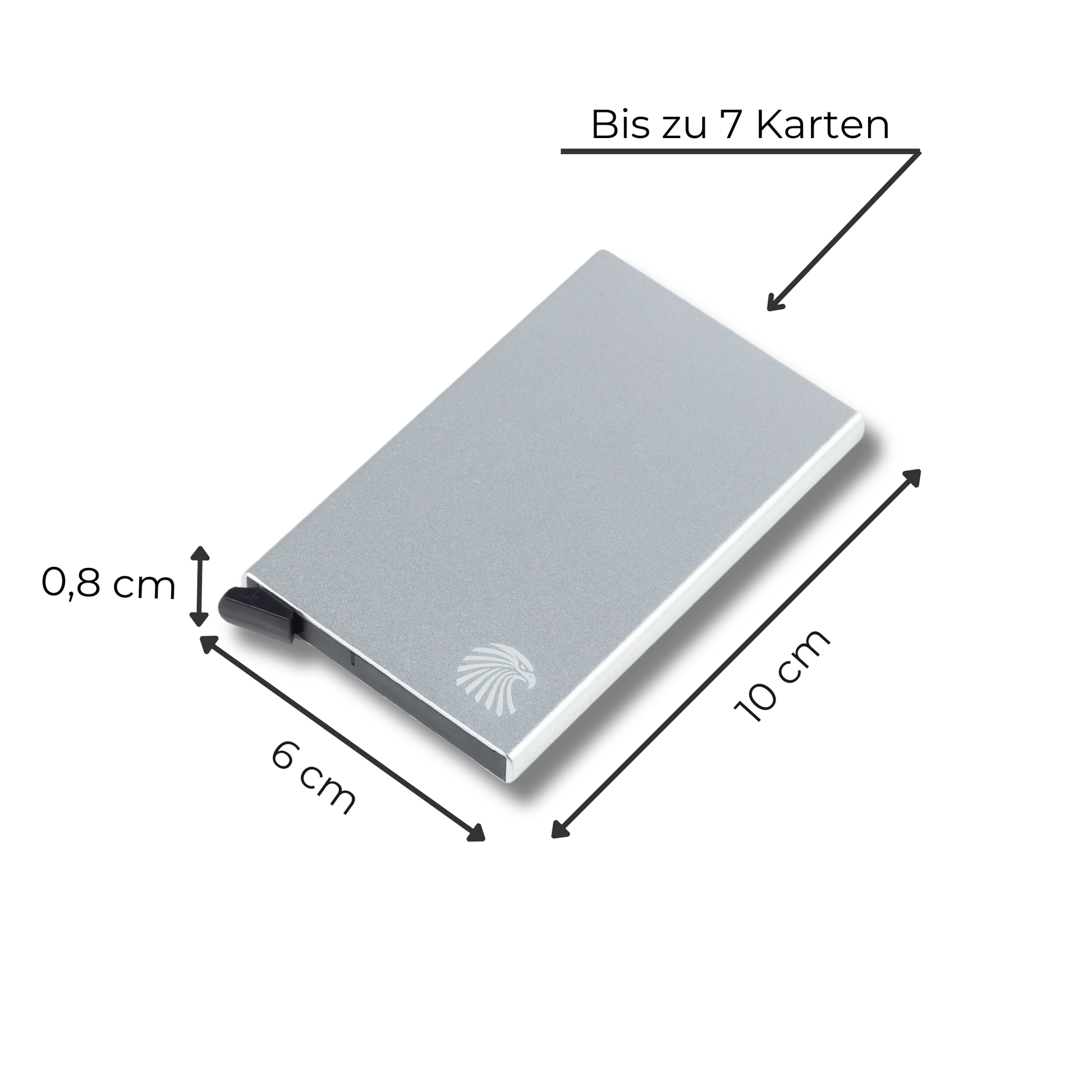 Kartenetui Silber – schlankes und funktionales Cardholder mit Platz für bis zu 7 Karten. Ideal für Minimalisten, die Wert auf Sicherheit und Stil legen.
