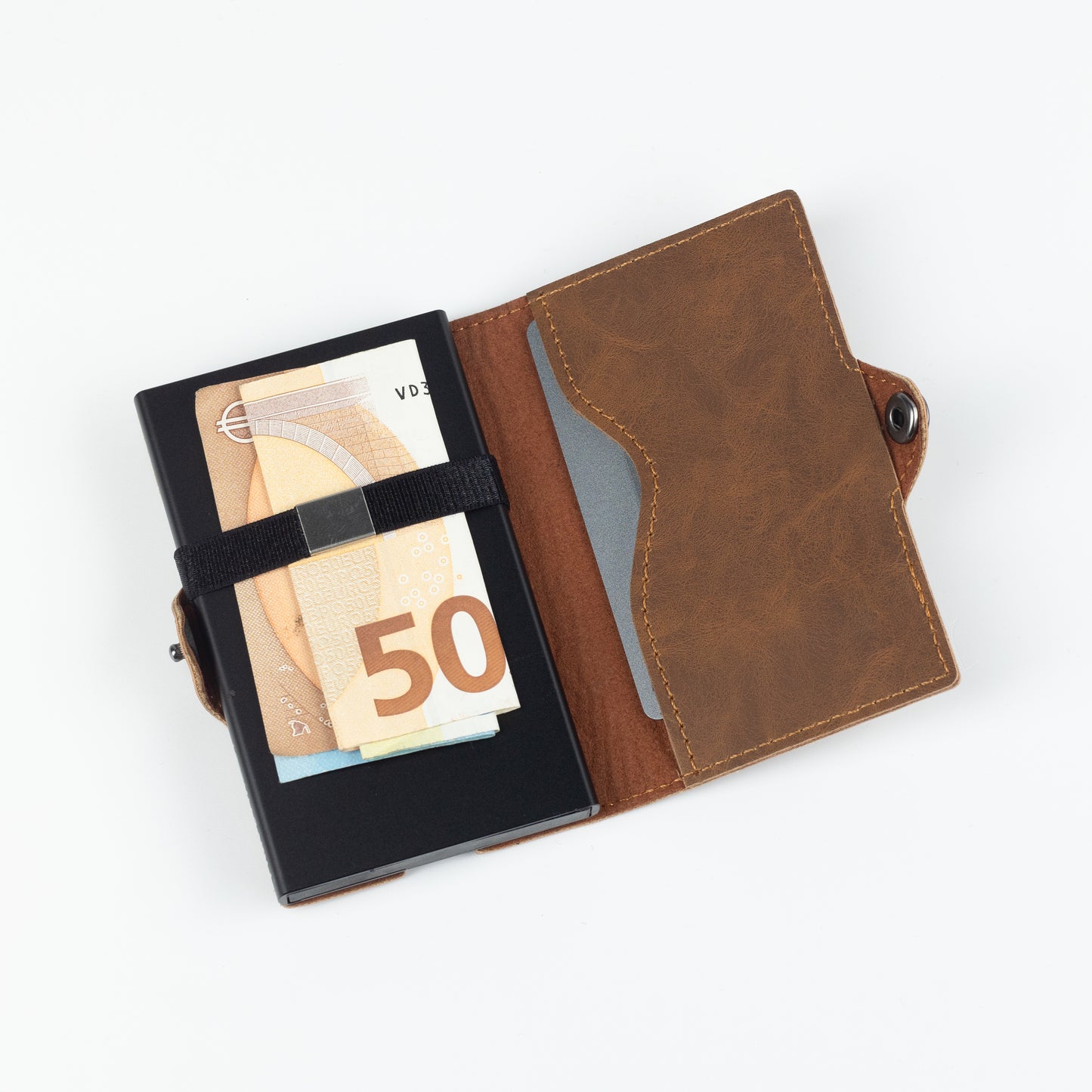 Slim Wallet Push Braun – leichtes und strapazierfähiges Portemonnaie. Perfekter Geldbeutel für Alltag und Reisen.