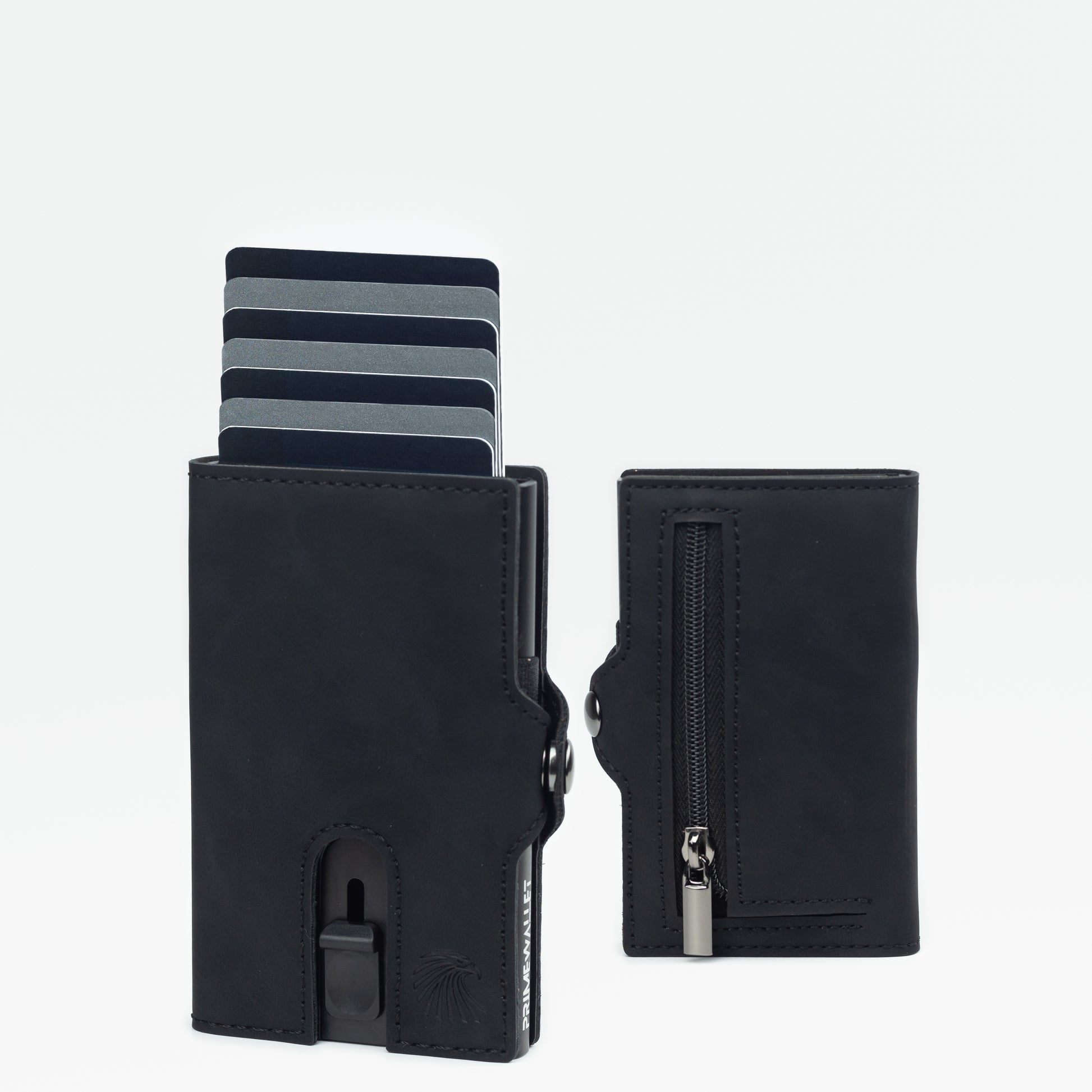 Slim Wallet Push Schwarz – modernes Portemonnaie mit innovativem Schiebemechanismus. Praktischer Geldbeutel für den Alltag und unterwegs.