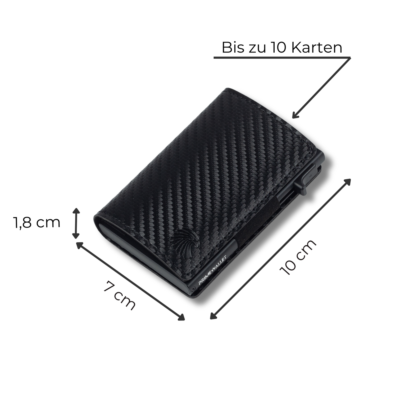Smart Wallet Carbon – ultradünne Geldbörse aus Carbon mit RFID-Schutz. Perfekt für Minimalisten, die bis zu 10 Karten sicher verstauen möchten.