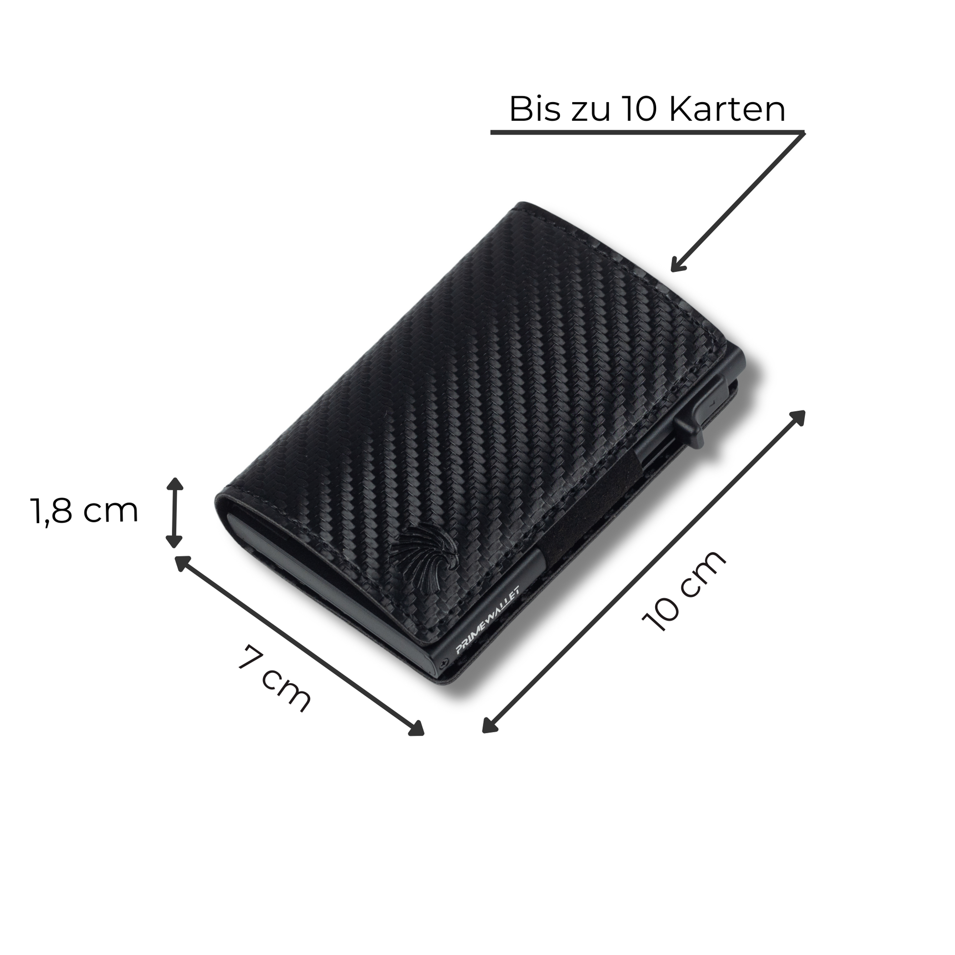 Smart Wallet Carbon – ultradünne Geldbörse aus Carbon mit RFID-Schutz. Perfekt für Minimalisten, die bis zu 10 Karten sicher verstauen möchten.