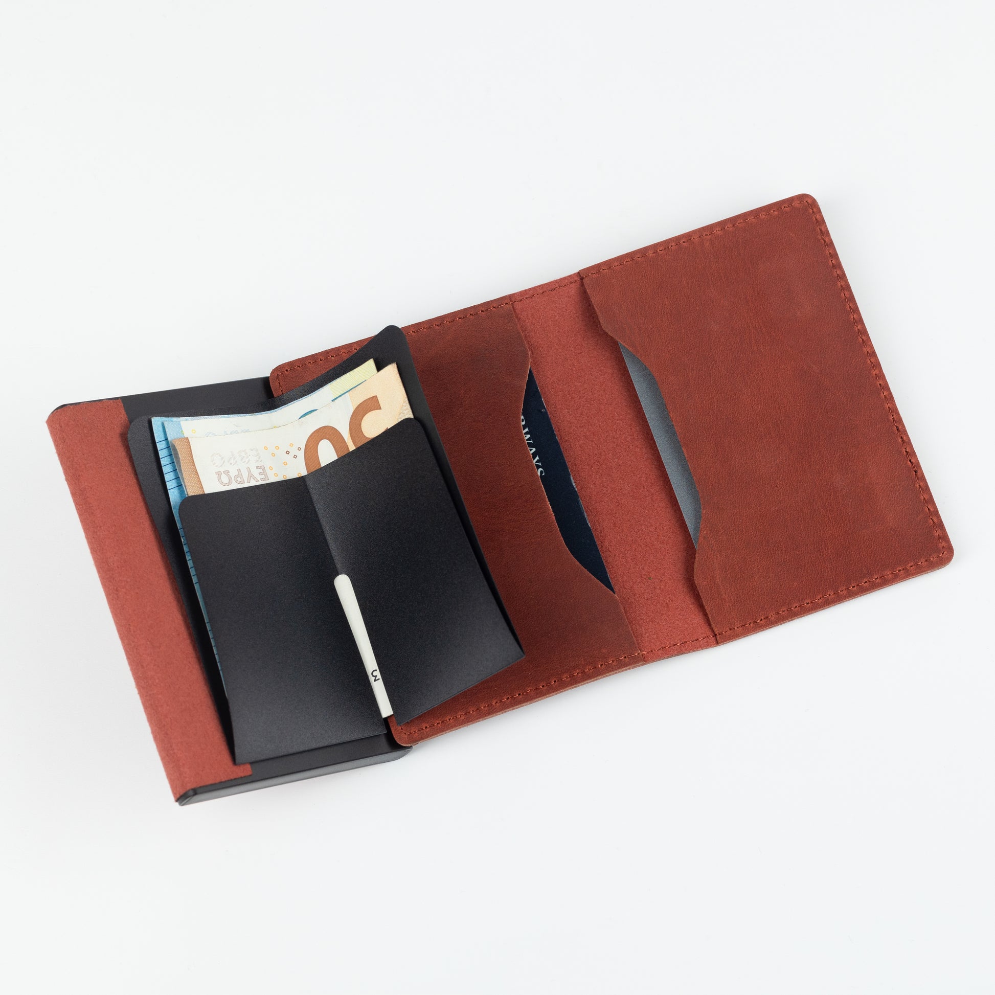 Smart Wallet Weinrot – hochwertiges Portemonnaie aus Echtleder. Eleganter Geldbeutel mit stilvollem Design für den Alltag.